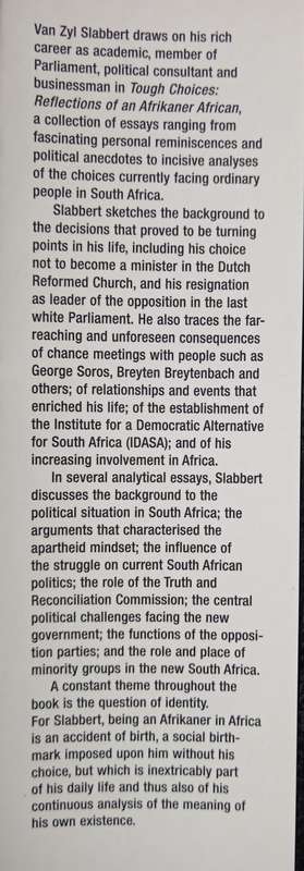 Tough Choices by F van Zyl Slabbert