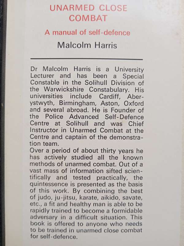 Unarmed Close Combat A manual of Self-defence by Malcolm Harris