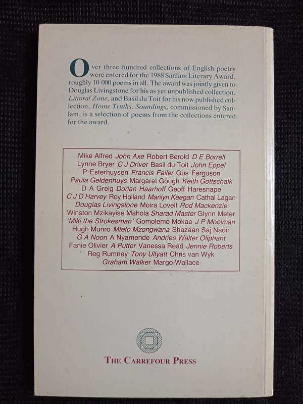 Soundings A selection of Poetry Edited by Douglas Reid Skinner