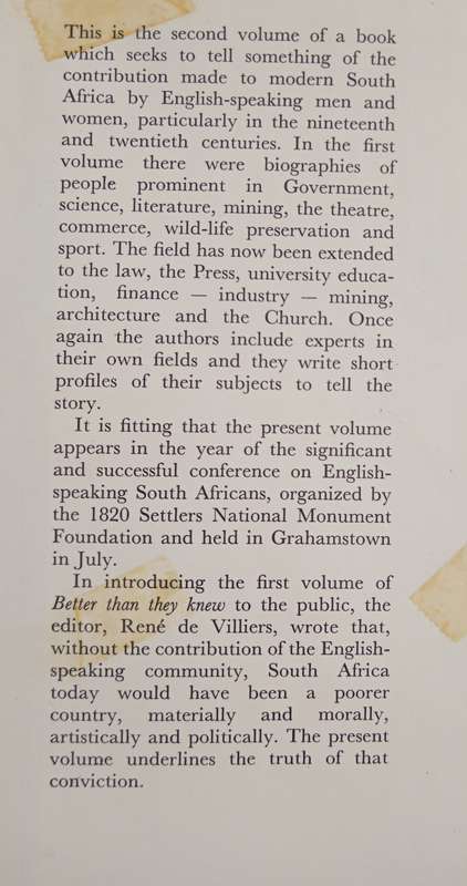 Better Than They Knew Vol2 Edited by R M de Villiers