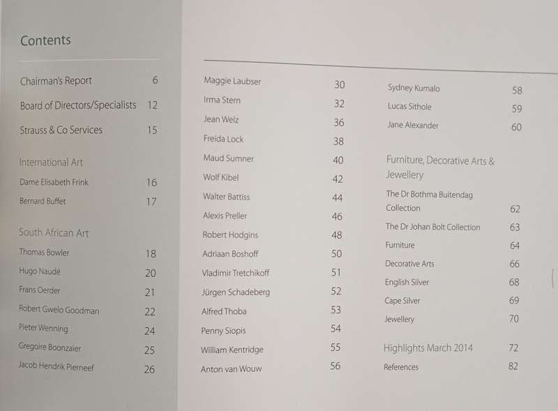 Review 2013 Strauss & Co Fine art Auctioneers/Consultants