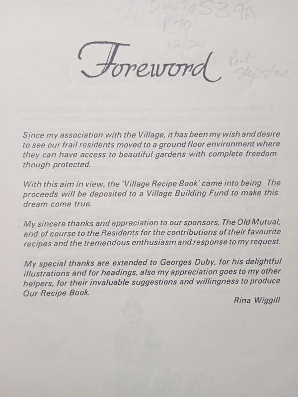 Our Village Recipes by Rina Wiggill