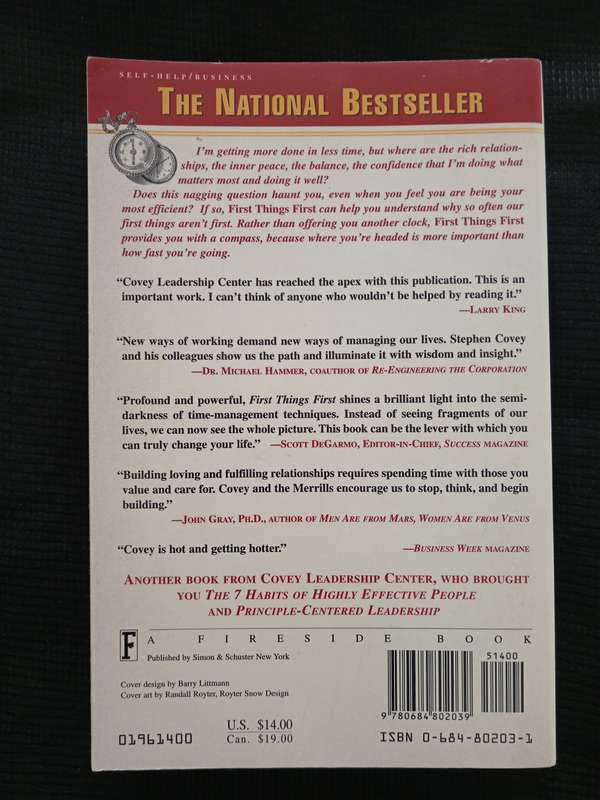 First Things First by Stephen R Covey, A Roger Merrill & Rebecca R Merrill