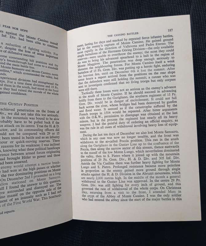 Neither Fear Nor Hope by General F von Senger Und Etterlin Translated by George Malcolm