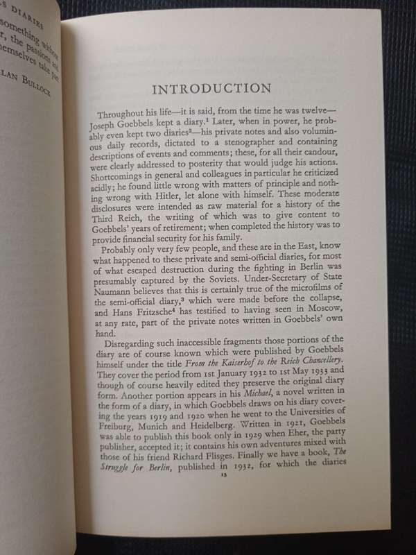 The Early Goebbels Diaries with a Preface by Alan Bullock Edited by Helmut Heiber
