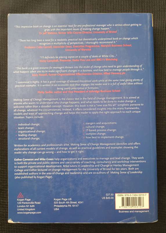 Making Sense of Change Management by Esther Cameron & Mike Green