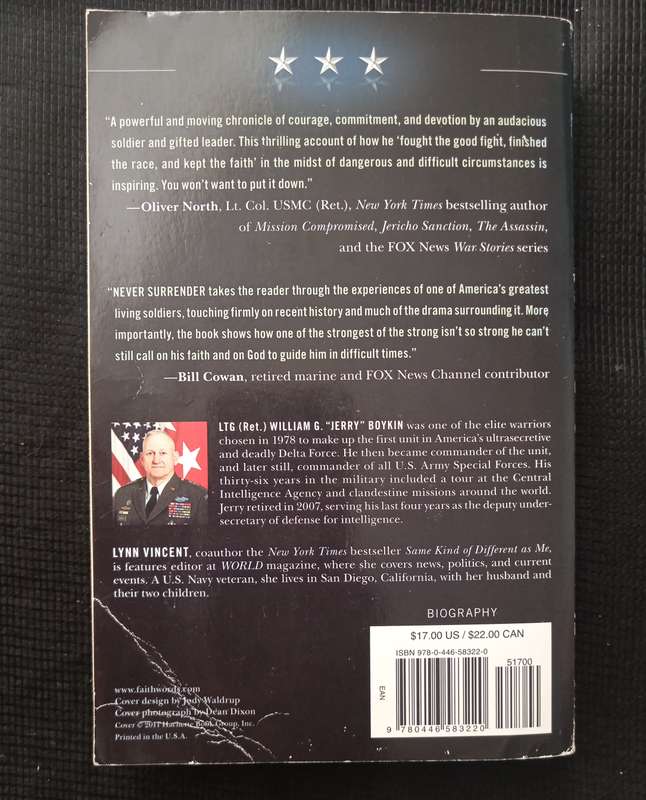 Never Surrender by Ltg(Ret) William G Boykin with Lynn Vincent
