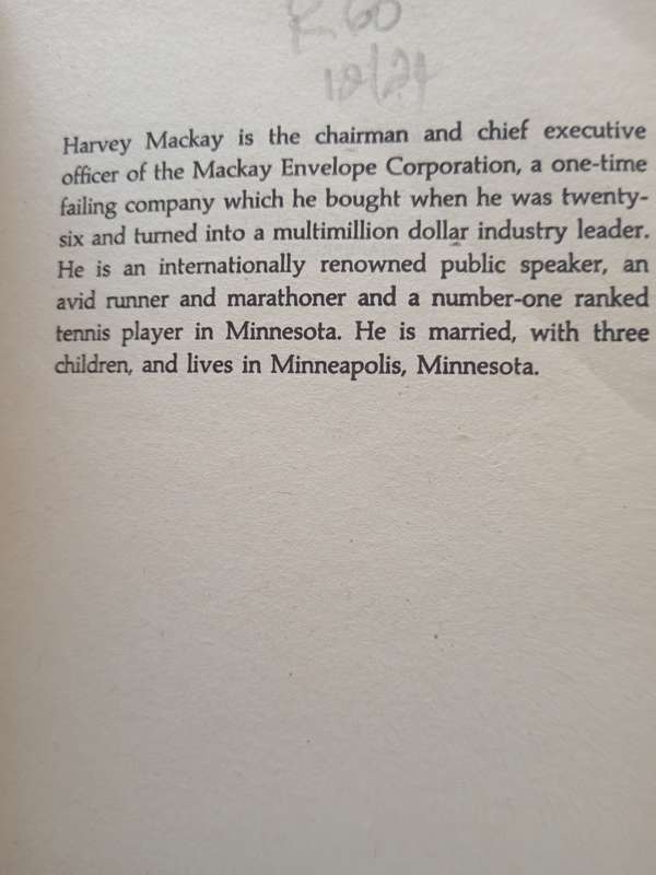 Swim with the Sharks without being eaten Alive by Harvey Mackay