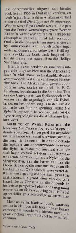 Die Bybel is Tog Reg by Werner Keller