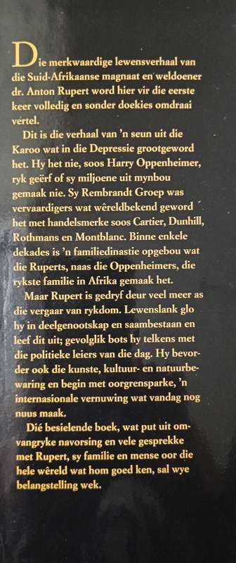 Anton Rupert ń Lewensverhaal by Ebbie Dommisse with Willie Esterhuyse