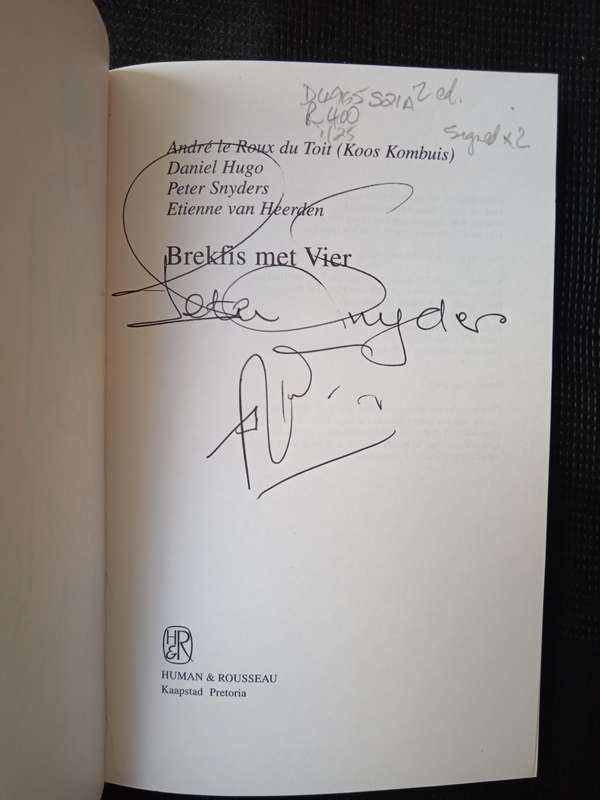 Brekfis met Vier by André le Roux du Toit, Daniel Hugo, Peter Snyder, Etienne van Heerden