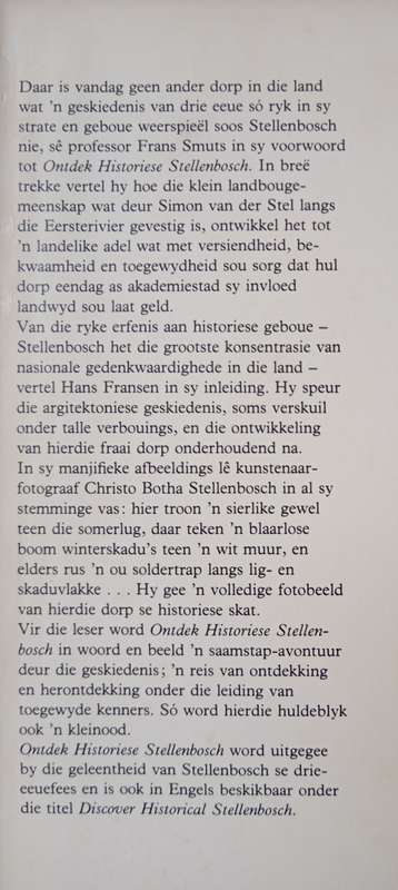 Ontdek Historiese Stellenbosch by Christo S Botha & Hans Fransen