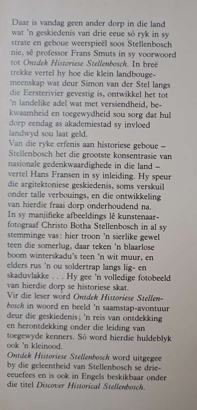 Ontdek Historiese Stellenbosch by Christo S Botha & Hans Fransen