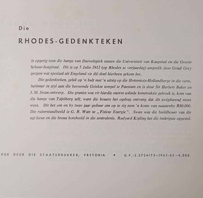 The Rhodes Memorial/Die Rhodes-Gedenkteken