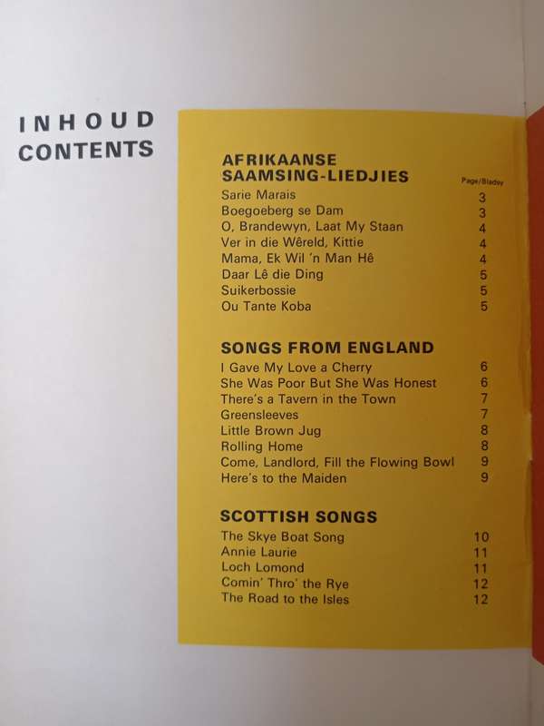 Castle laager Song Book Sangboek