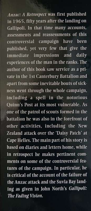Anzac A Retrospect by Cecil Malthus