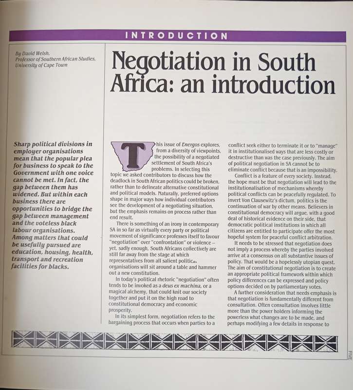 Energos The Politics of Negotiation Volume 16 1988