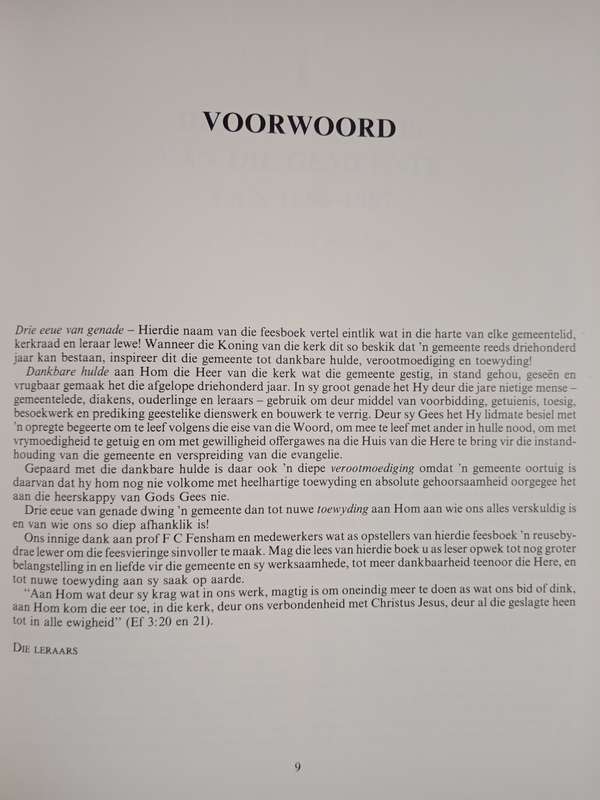 Drie Eeue van Genade Edited by Prof F C Fensham