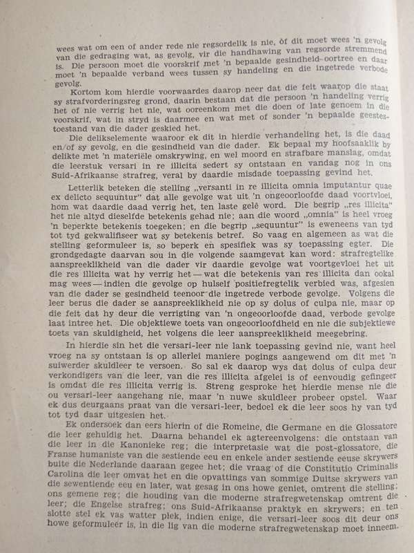 Die Leer van Versari in re Illicita in die Strafreg by H L Swanepoel