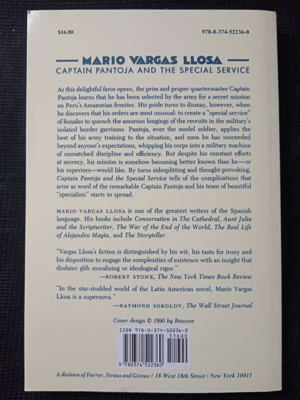 Captain Pantoja and the Special Service by Mario Vargas Llosa Translated by G Kolovakos & R Christ