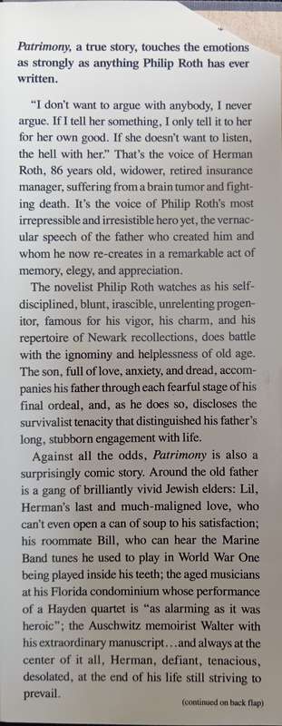 Patrimony A True Story by Philip Roth