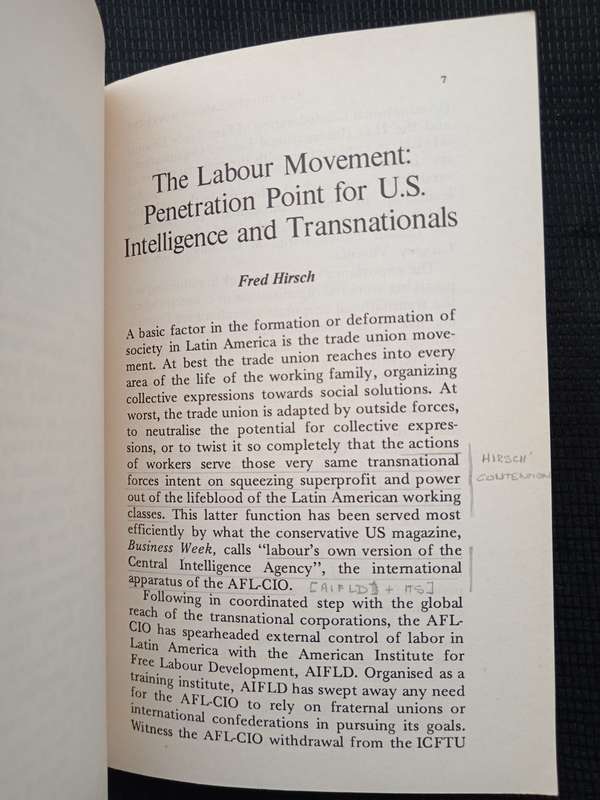 CIA and the Labour Movement by Fred Hirsch & Richard Fletcher