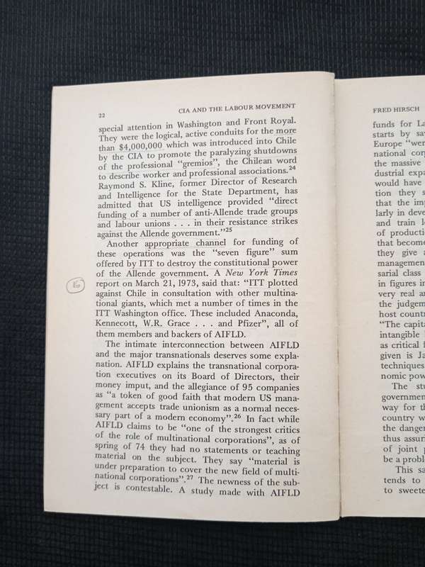 CIA and the Labour Movement by Fred Hirsch & Richard Fletcher