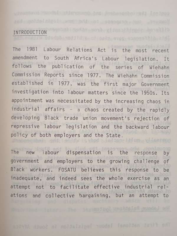 Reform or Control The New South African Labour Dispensation Speech by Fred Sauls