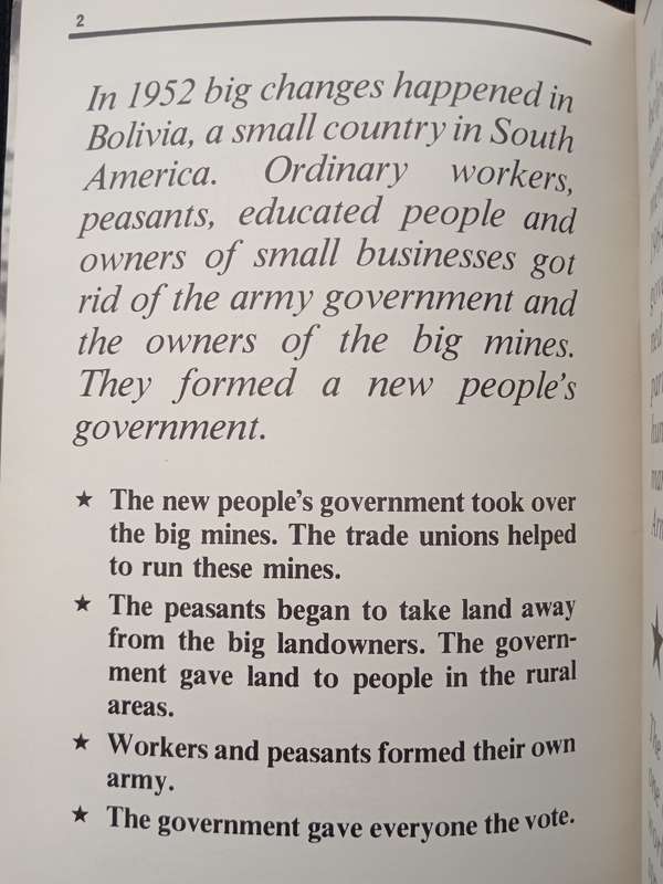 Bolivia The Unfinished Struggle