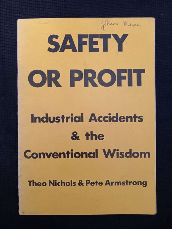 Safety or Profit Industrial Accidents & the Conventional Wisdom by Theo Nichols & Pete Armstrong