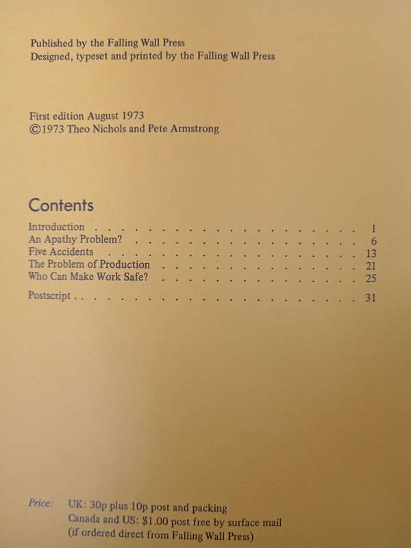 Safety or Profit Industrial Accidents & the Conventional Wisdom by Theo Nichols & Pete Armstrong