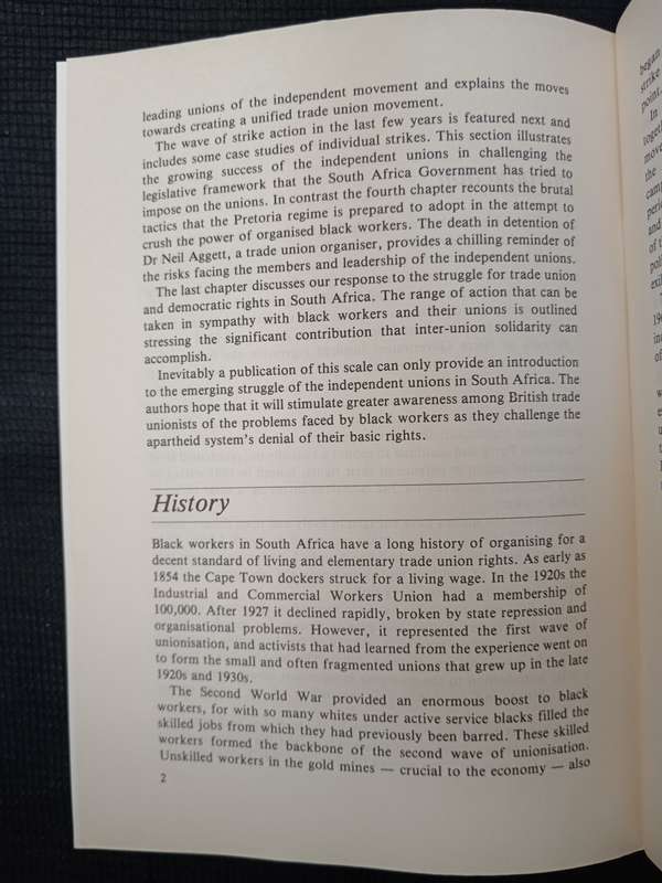 Black Trade Unions in South Africa by Martin Plaut & David Ward