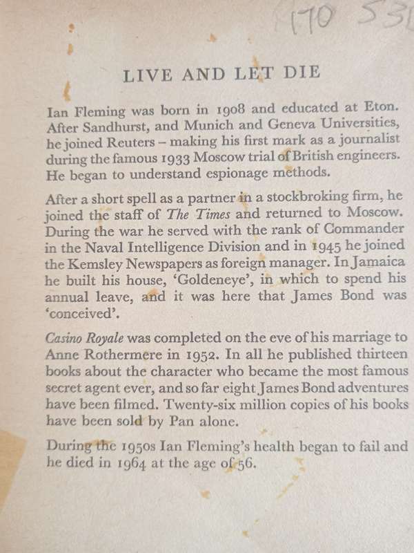 James Bond 007 Live and Let Die by Ian Fleming