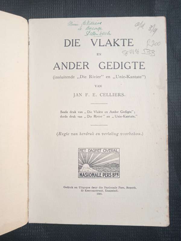Die Vlakte en Ander Gedigte by Jan F E Celliers