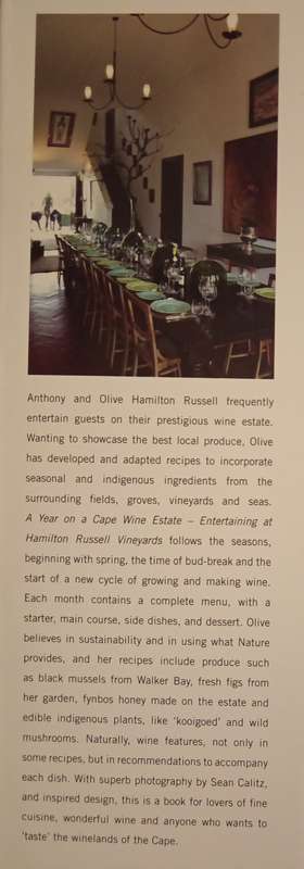 A Year on a Cape Wine Estate Entertaining at Hamilton Russell Vineyards by Olive Hamilton Russell