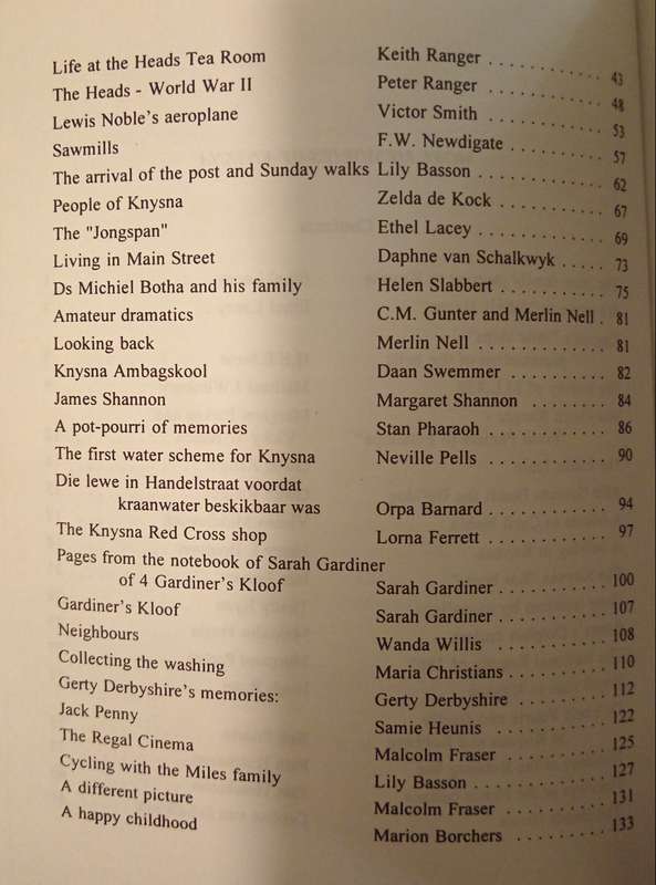 More Memories of Knysna Compiled & Edited by S Allanson, M Parkes, V Williams & A Hodgson