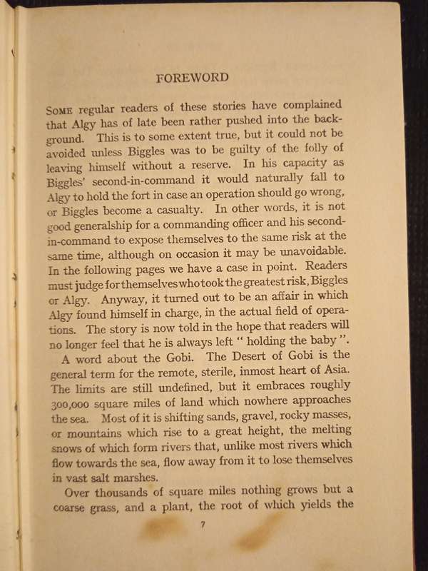 Biggles in the Gobi by Captain W E Johns