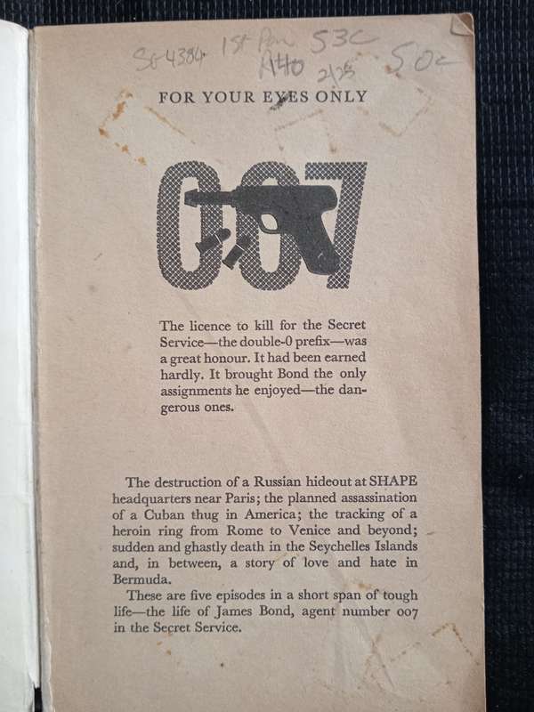 James Bond 007 For Your Eyes Only by Ian Fleming