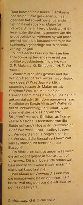 Van Malan tot Verwoerd by B M Schoeman