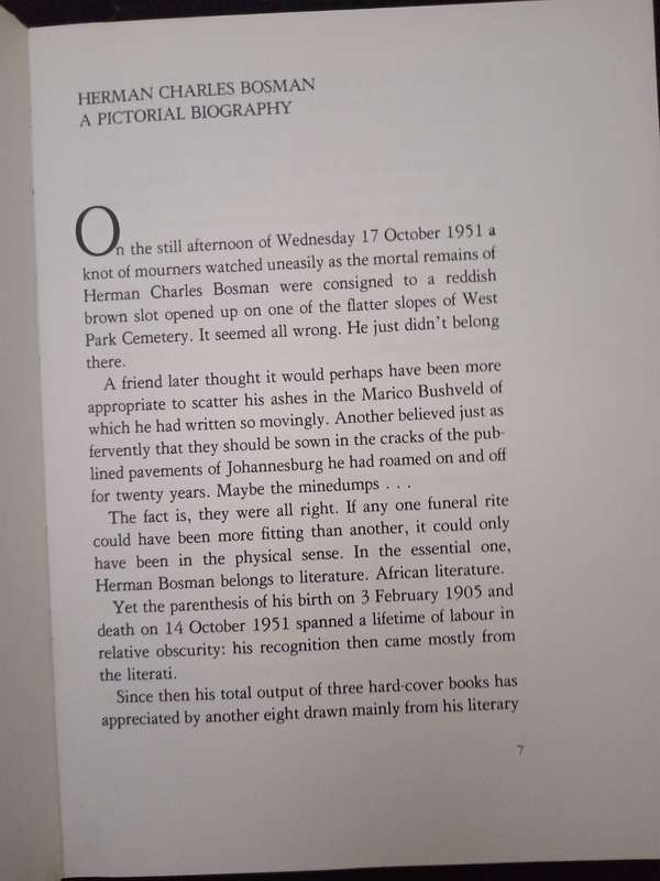 Herman Charles Bosman A Pictorial Bibliography by Valerie Rosenberg