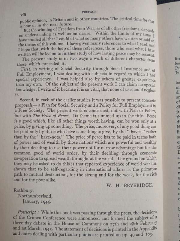 The Price of Peace by Sir William Beveridge