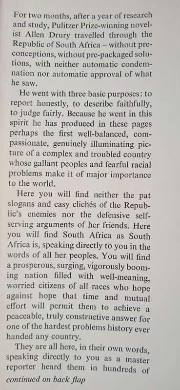A Very Strange Society A Journey to the Heart of South Africa by Allen Drury