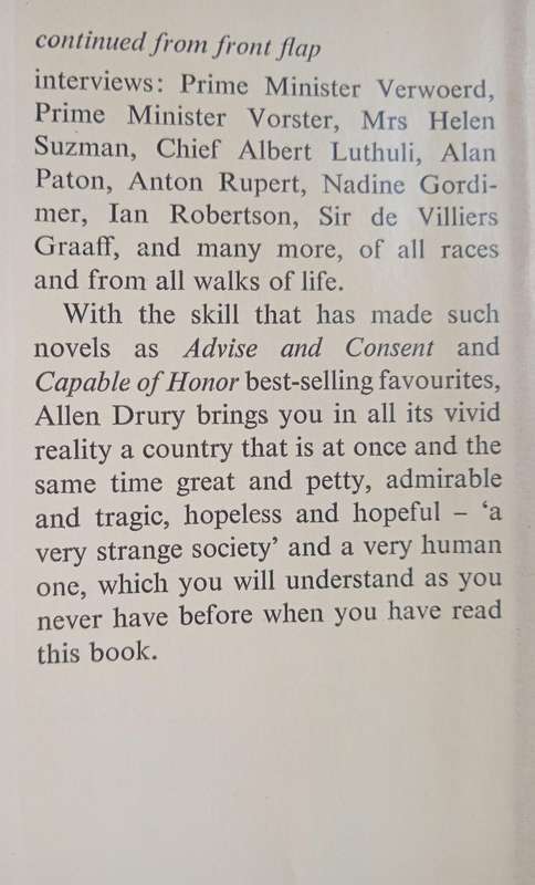 A Very Strange Society A Journey to the Heart of South Africa by Allen Drury