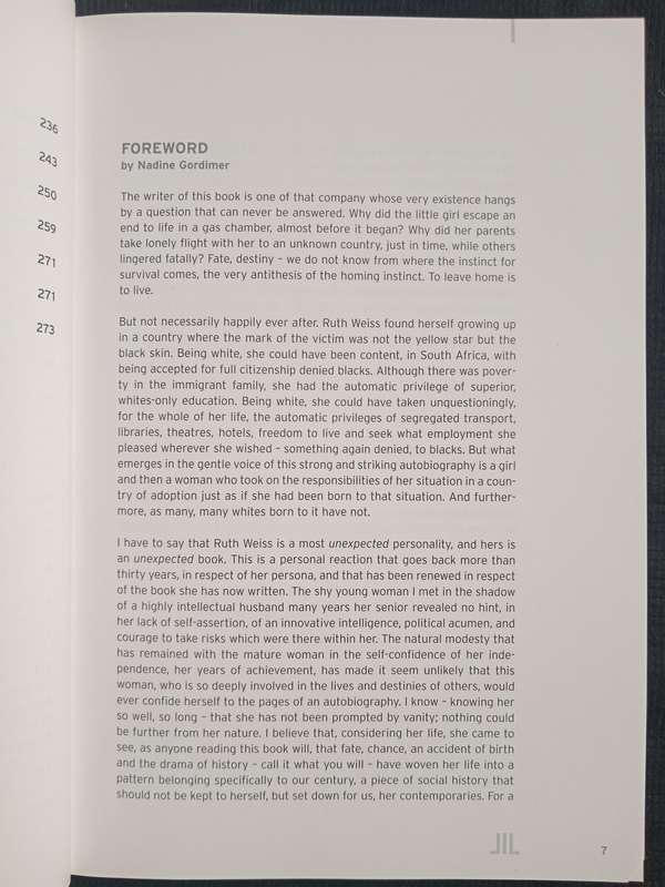 A Path Through Hard Grass by Ruth Weiss Foreword by Nadine Gordimer