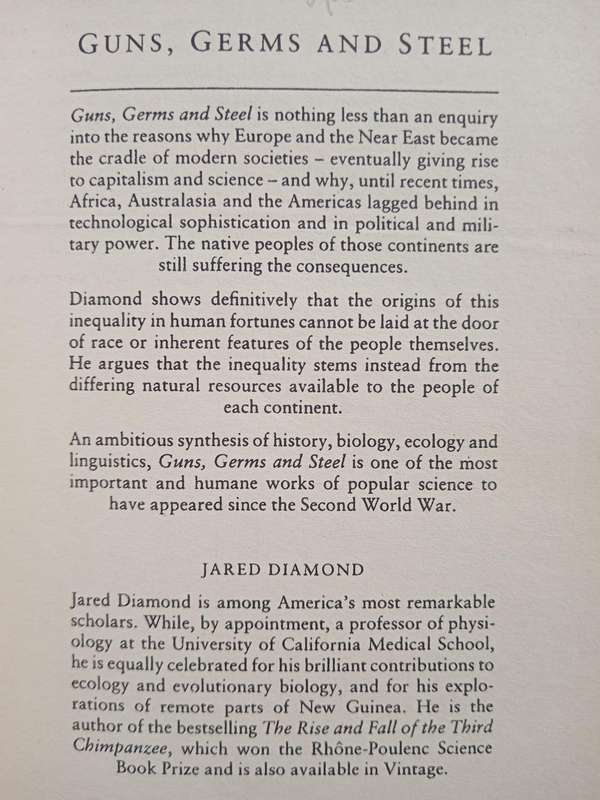 Guns Germs and Steel by Jared Diamond