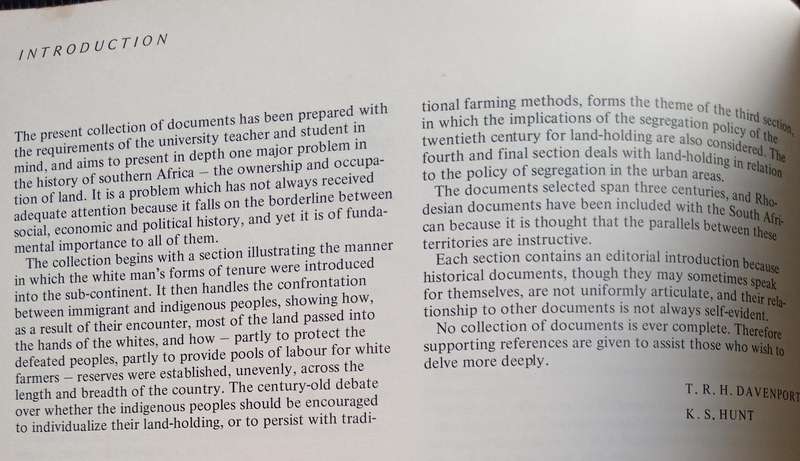 The Right to The Land Edited by T R H Davenport & K S Hunt