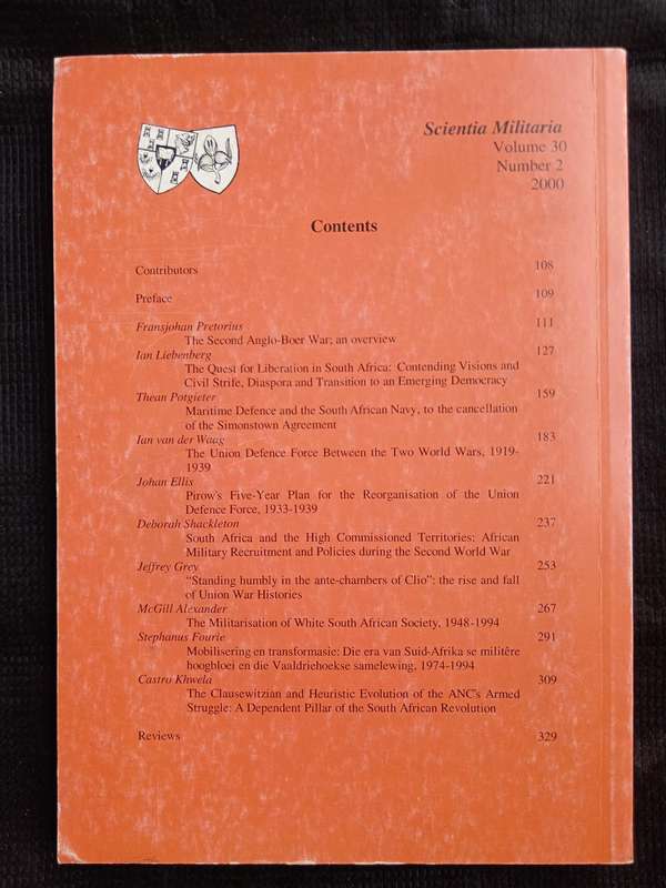 Scienta Militaria South African Journal of Military Studies Editor Lt Col Ian van der Waag