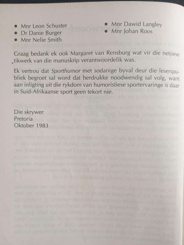 Sporthumor by Prof Hannes Botha