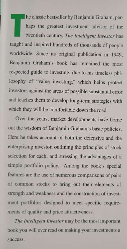 The Intelligent Investor by Benjamin Graham with an Introduction & Appendix by Warren E Buffett