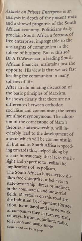 Assault on Private Enterprise The Freeway to Communism by A D Wassenaar